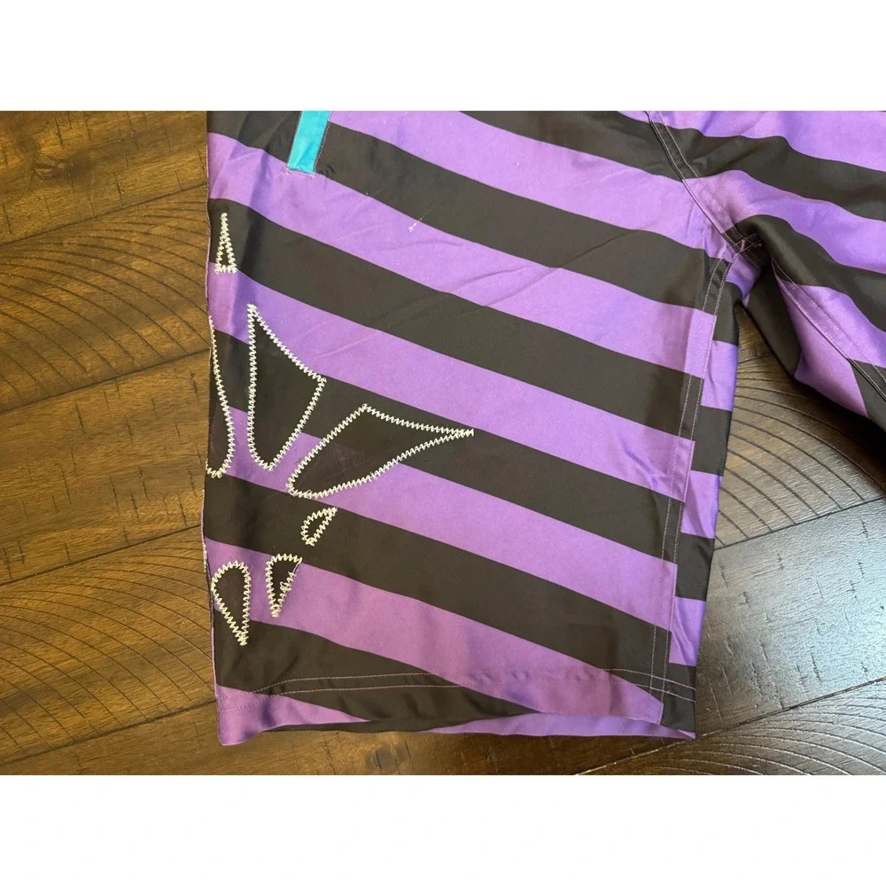 Steez Clothing Purple Black Striped Board‎ Shorts Men's Size 32 Y2K Surf